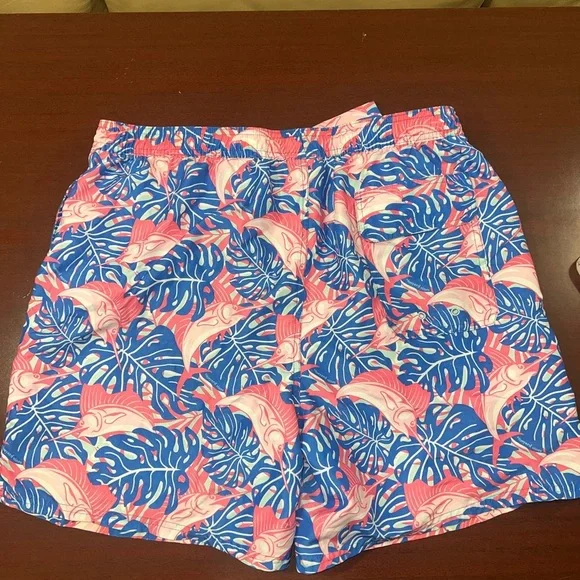 Vineyard Vines Pink and Blue Fish Swim Trunks - Picture 5 of 5